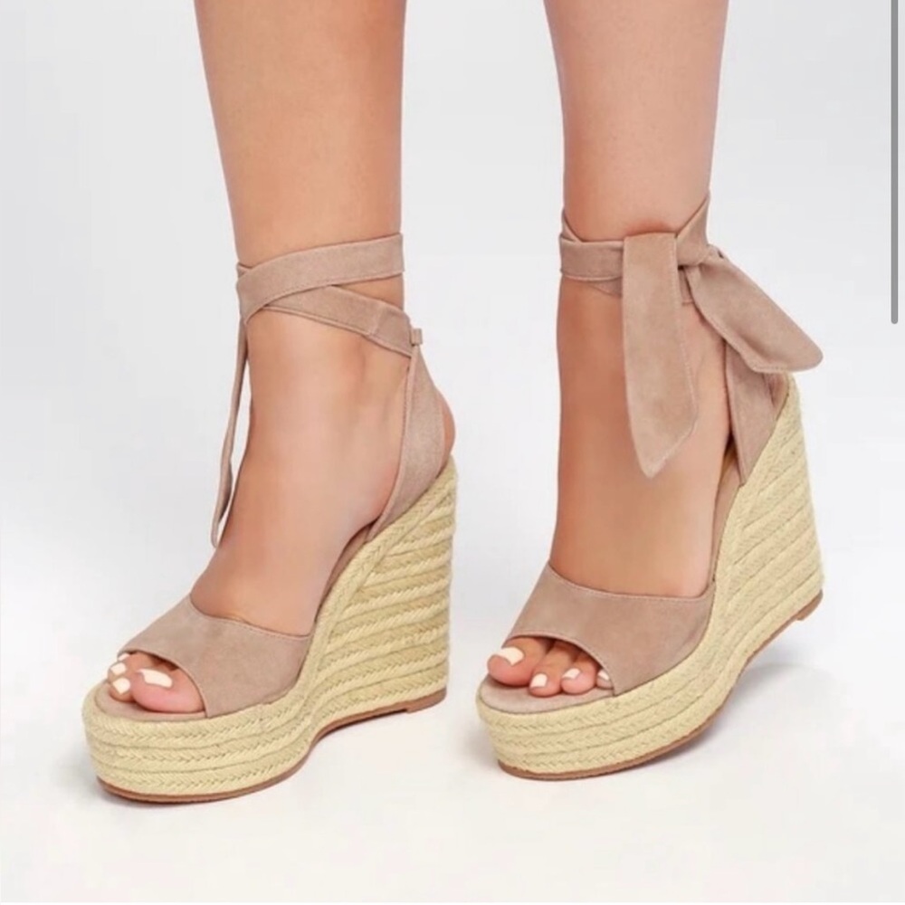 Tony Bianco Barca Platform Wedge in Blush Suede